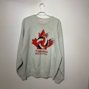 Vintage Team Canada Volleyball Pull Over Sweater Screen Printed Graphic size XL